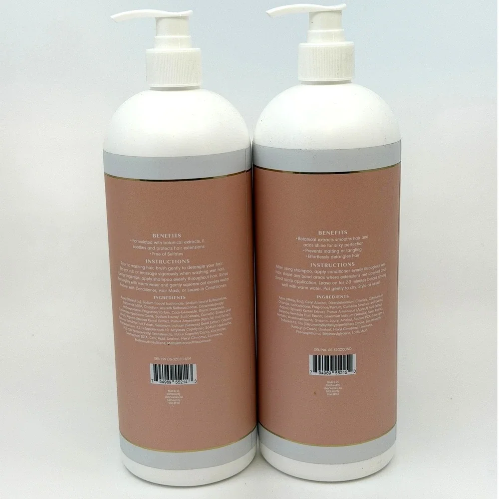 Glam Seamless Hair Extension‎ Shampoo and Conditioner Set 32oz Color Safe Duo